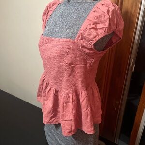 Abercrombie & Fitch Square Neckline Frill Short Sleeve Woman’s Shirt